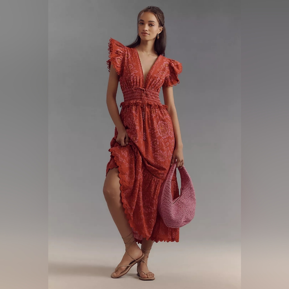 NWT FARM Rio Olivia V-Neck Maxi Dress Small